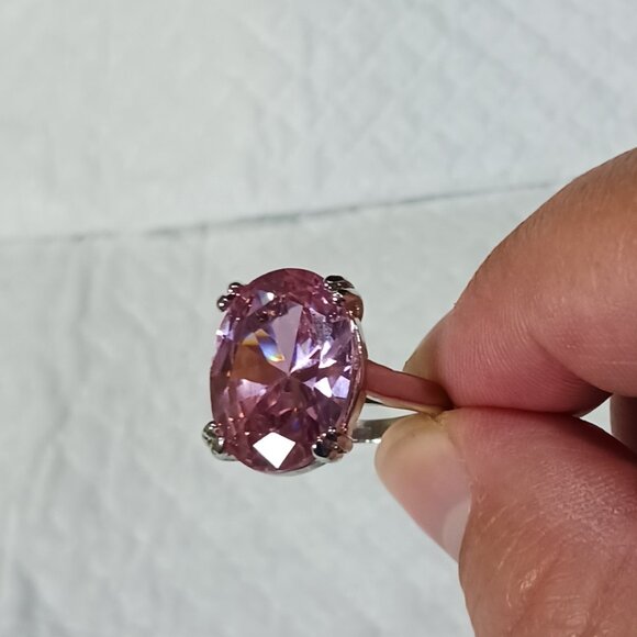 NWOT Large Pink Sapphire Statement Cocktail Ring Size 10.75 - Picture 10 of 15